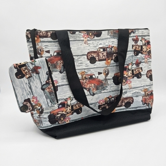 Ngil Handbags - N'Gil Farm Animal & Cow Print Truck Tote with Matching Coin Purse